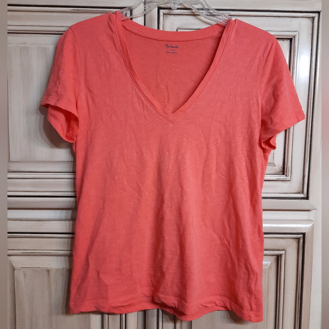 Madewell Vneck Tshirt - Coral - Small!